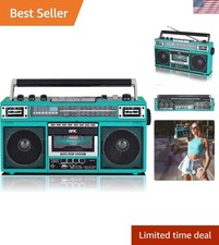Supersonic Retro 4-Band Radio and Cassette Player with Bluetooth Turquoise 