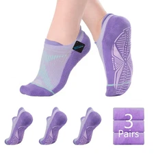 Pilates Socks with Grips Women Non Slip Grippy Yoga Socks Coolmax Viscose Com...