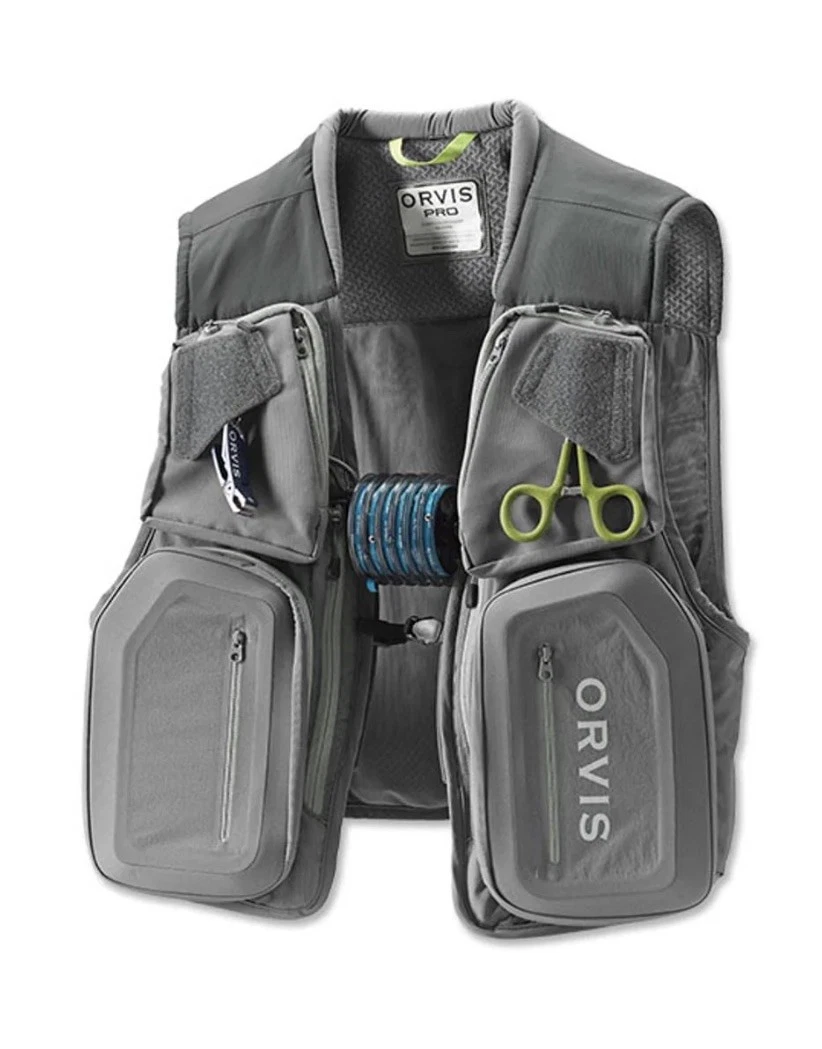 NWT Orvis Pro Vest Adult Large Gray Fly Fishing 18 Pocket Net Holder Drying $249
