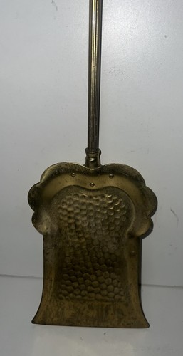 Vintage 4 Piece BRASS FIREPLACE POKER SET~Fire Tool*Tongs*Shovel*Round Base - Picture 11 of 24