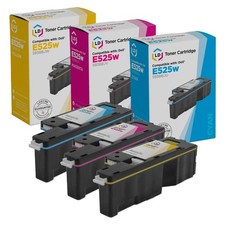 LD Compatible Dell E525w Set of 3 Toner Cartridges: 1 Cyan 1 Magenta  1 Yellow