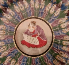 Antique Hand painted/ Signed Kurani Thousand Faces Plate or Bowl 19th/20thC