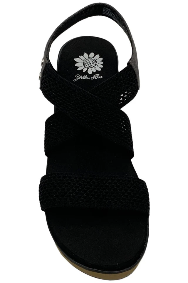 Sandálias anabela femininas Marnie caixa amarela preta - Imagem 2 de 3