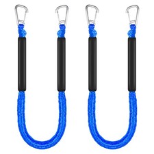4ft Bungee Dock Lines for Boat, Dock Mooring Ropes, Two Hooks Blue, 4FT Blue