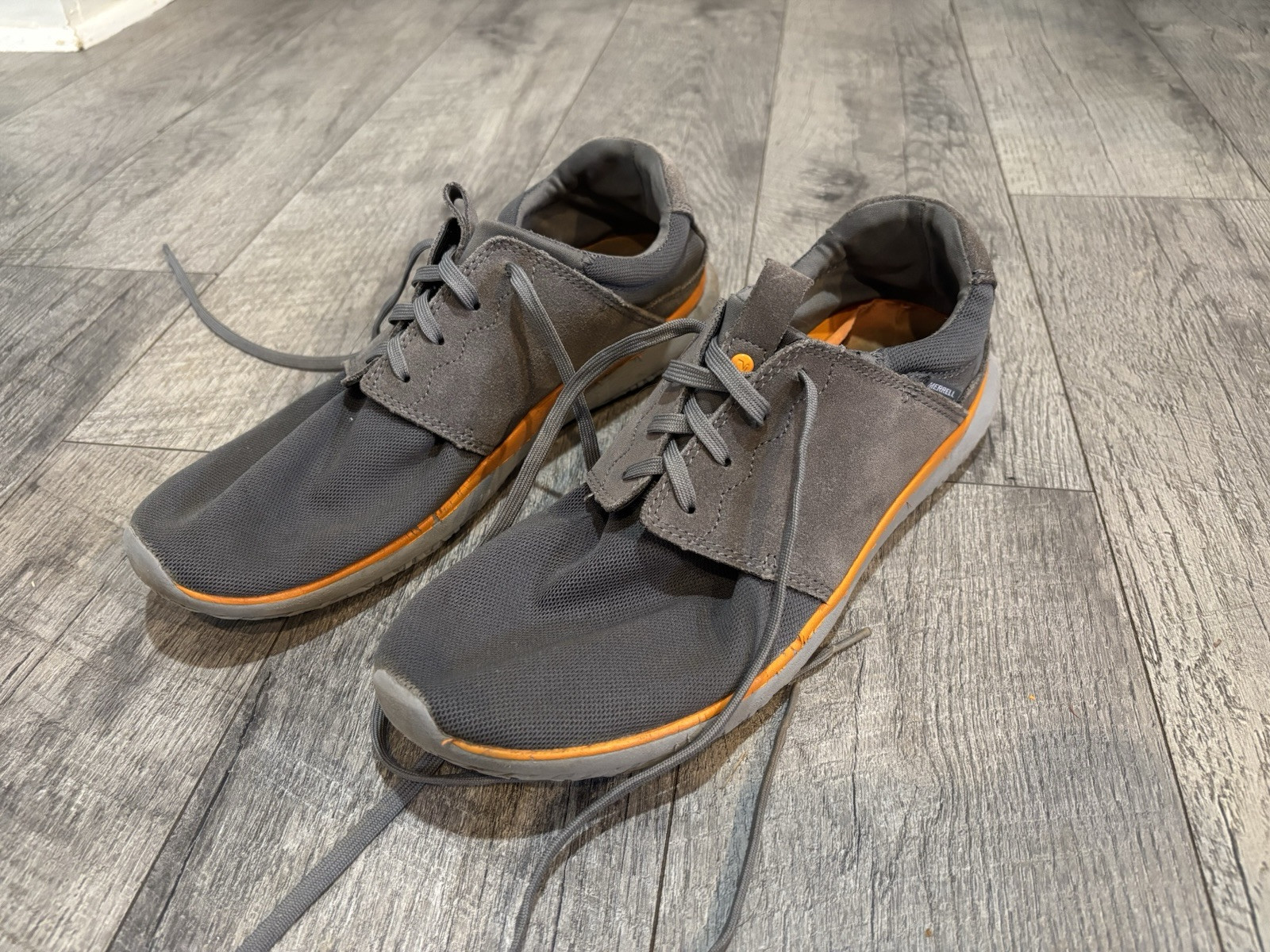 Merrell Scarpe Uomo Taglia 12 Sneakers Airmesh Scamosciato Grigio Arancione Traspiranti