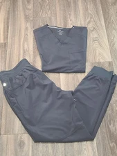 Mens Gray Cherokee Infiniti Scrubs Medium Top And Large Jogger Pants Scrubs