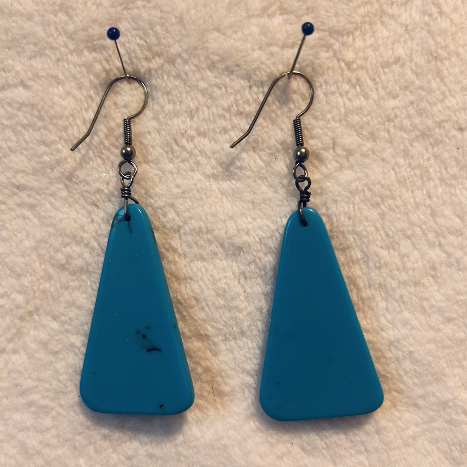 FREE SHIPPING Vintage Solid Turquoise Stone Drop … - image 2