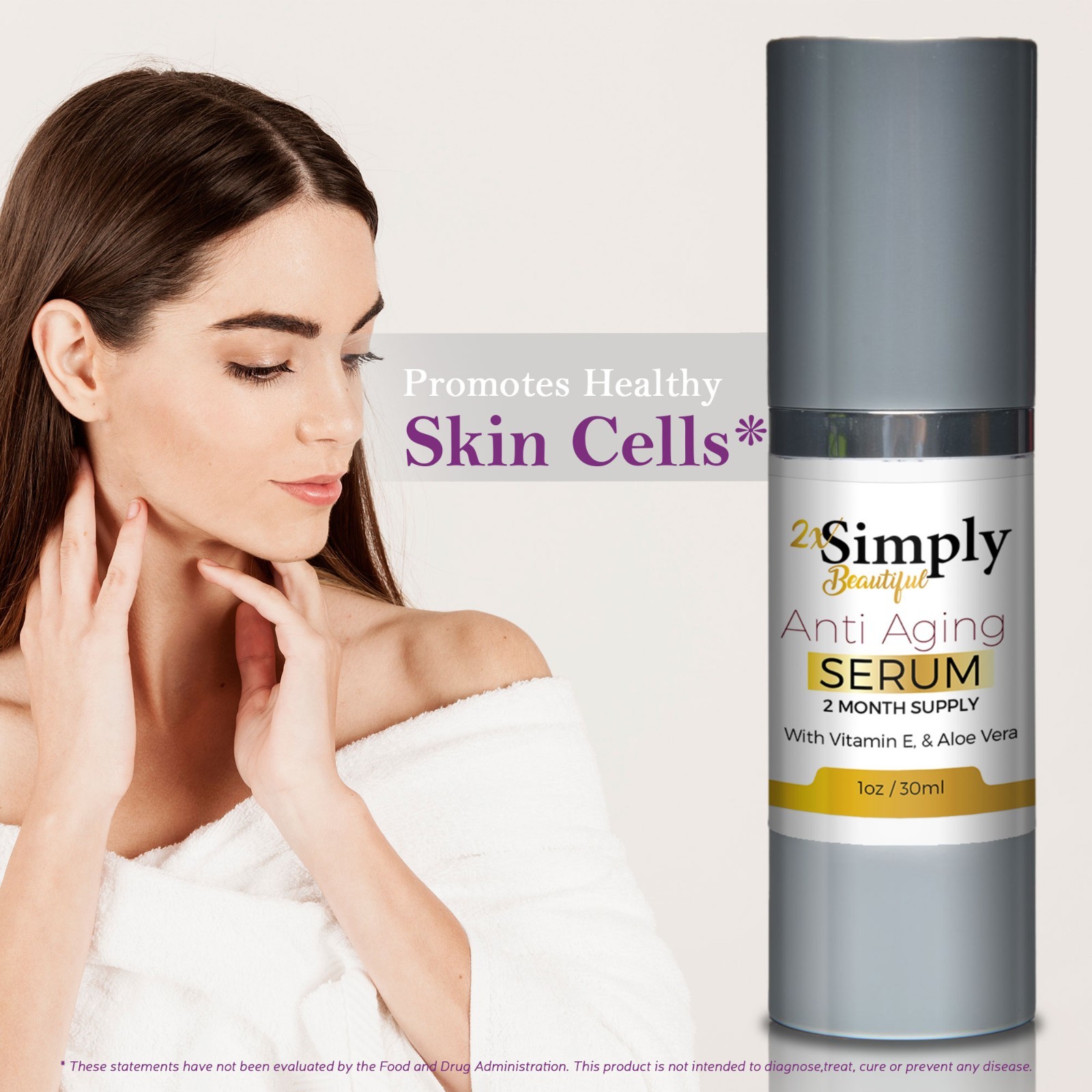 2x Simply Beautiful Anti Aging Serum 2 Month Supply - Reduce Wrinkles Appearance