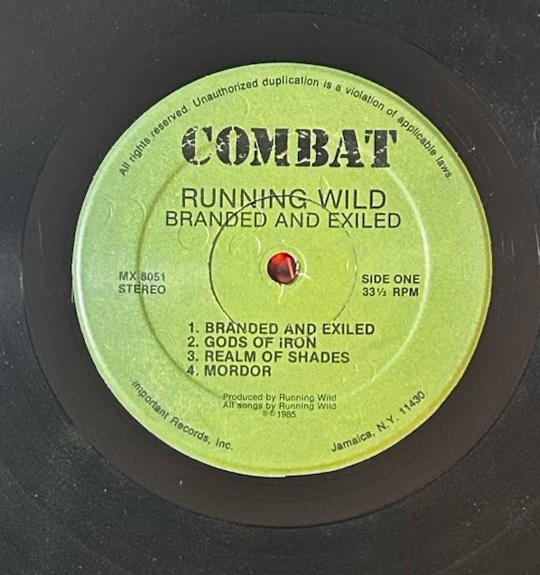 Running Wild - Branded & Exiled, BEAUTIFUL LP 1985 COMBAT, POWER METAL,purgatory - Image 4 of 4