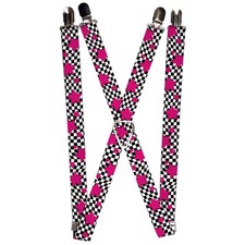 Suspenders - 1.0 - Checker Stars Black/White/Pink ACC NEW