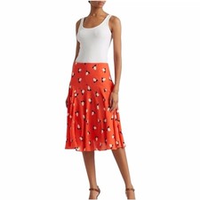 Ralph Lauren Orange Floral Midi Skirt summer flowy Boho Cottagecore Romantic
