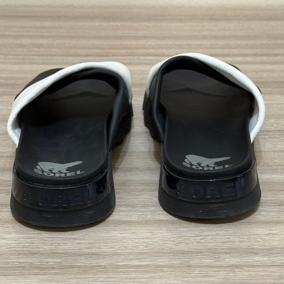 Босоножки Sorel женские 9,5 черные белые VIIBE кожа крест-накрест слайд на платформе - Изображение 4 из 4