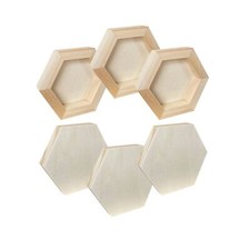 6 Pack Unfinished Wood Canvas Boards for Painting, 4x4.6 in Hexagon Wooden Pa...