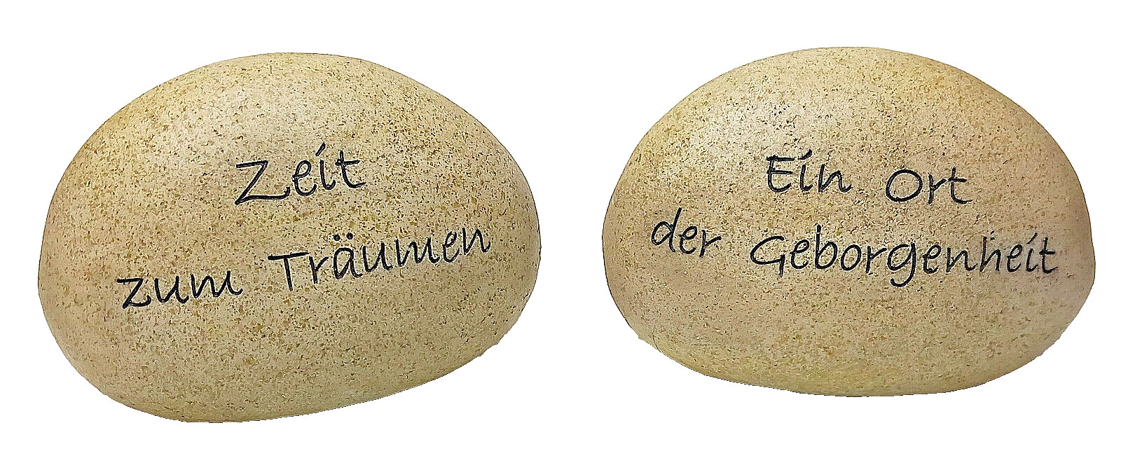 Stein mit Spruch „Zeit zum Träumen“ & „Ein Ort der Geborgenheit“ 2-er-Set