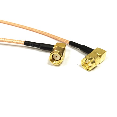 SMA male 90-degree to RP SMA male right angle cable adapter RG316 15cm 6" NEW - Picture 2 of 4