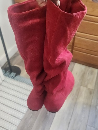 Steve Madden red suede slouchy knee high boots size 7 - Picture 8 of 9