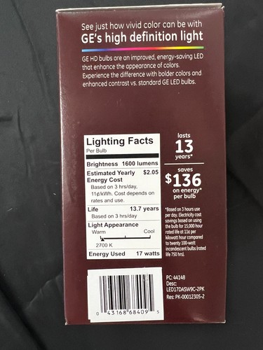 8 GE 17W - 120V - A21 Medium Screw (E26) Base Bulbs - 2,700K - Warm White 44148 - Picture 7 of 13