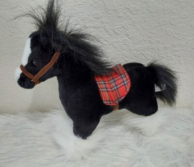 Busch Gardens Clydesdale Horse Stuffed Animal Black Horse White Legs Red Saddle 