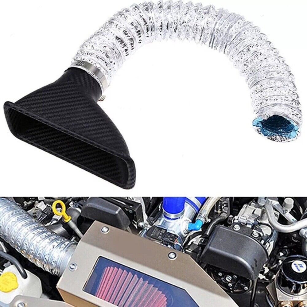 1pc Car Front Bumper Turbo Air Intake Pipe Turbine Funnels Set Carbon Fiber ABS.