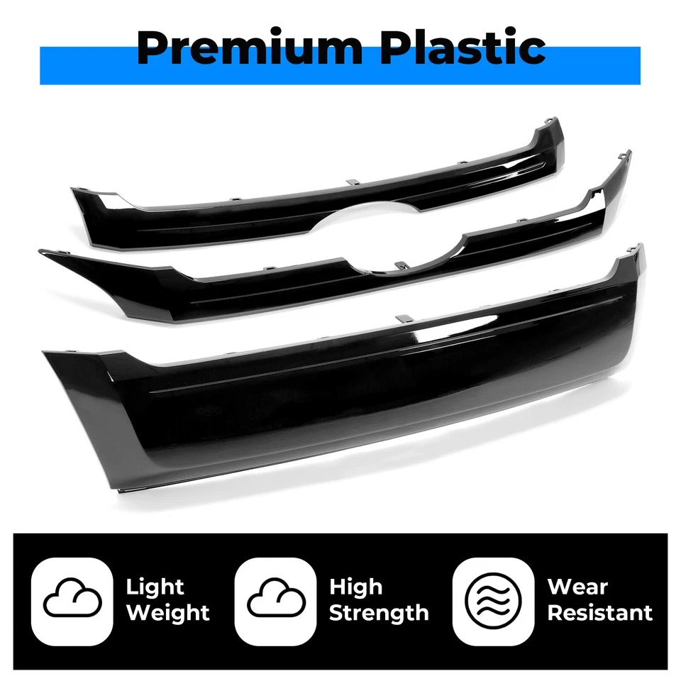 Fit 2011-2014 Ford Edge 3PCS Glossy Black ABS Front Bumper Grille Trim Molding Foto 3 de 4