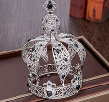 Crystal Head Tiara Royal Queen Crown Imperial Princess Diadem Full Circle Jewel