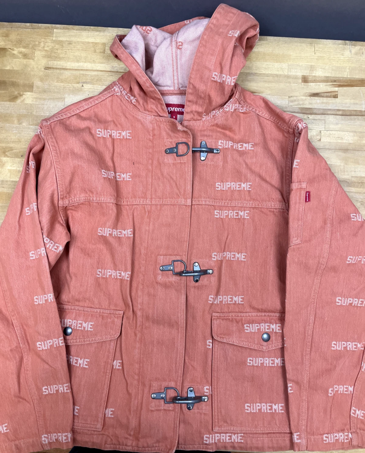 Veste de participation logo Supreme printemps été 2019 en denim logo taille petite orange d'occasion