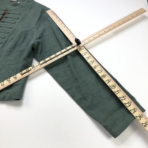 Soft Surroundings Women's Jacket Vintage Open Front Green XL Ramie Metal Button - Picture 9 of 16