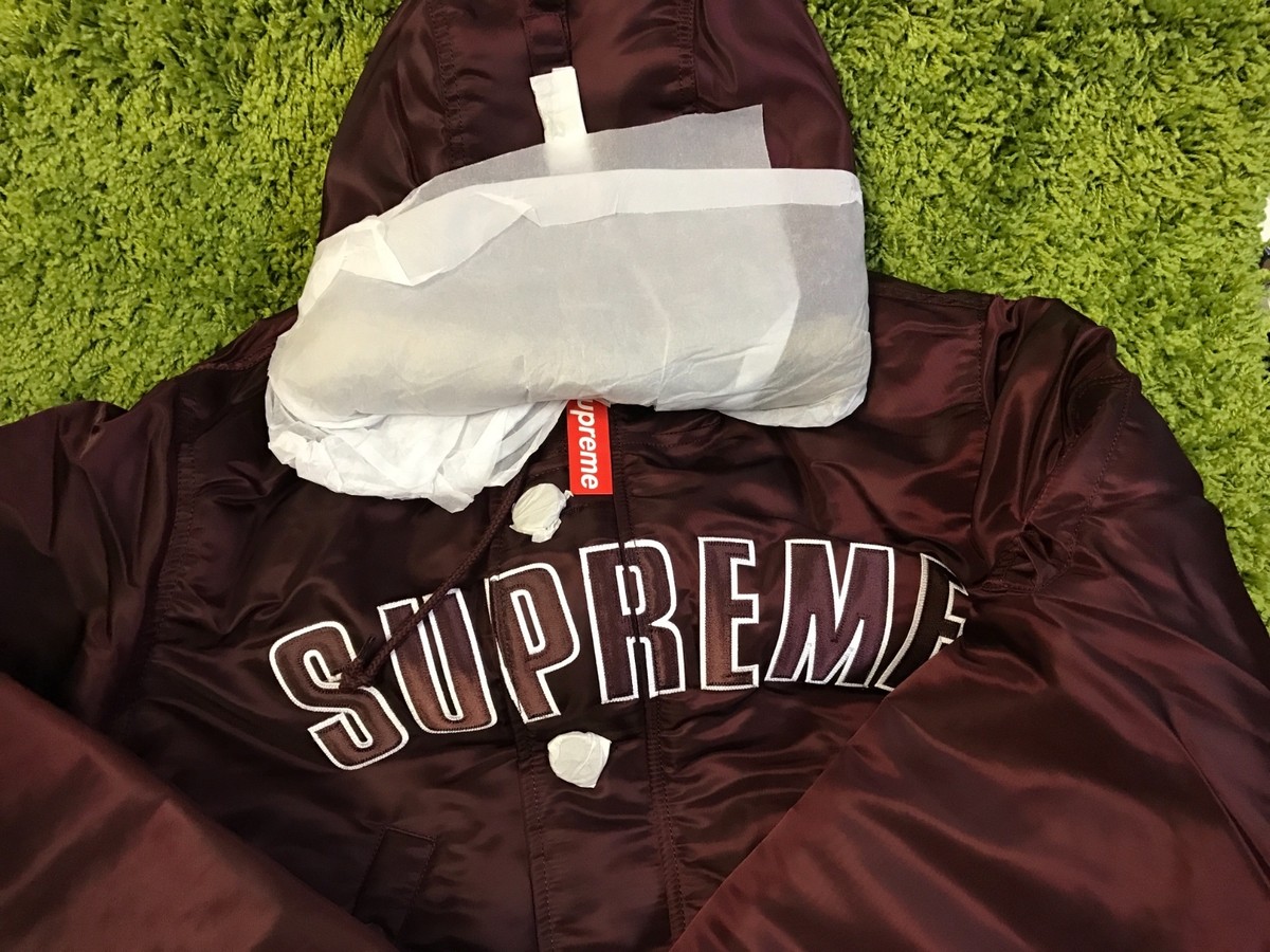 Supreme F/W 2016 Arc Logo N-3B Parka Jacket Box Logo Maroon Supreme F/W 2016 Arc Logo N-3B Parka Jacket Box Logo Maroon