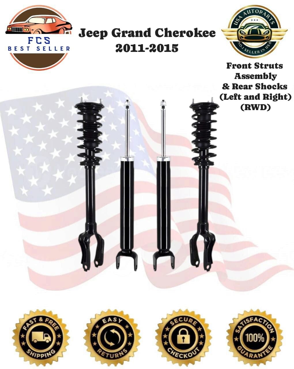 Premium Quality Front Strut & Rear Shock For jeep Grand Cherokee 2WD 2011-2015