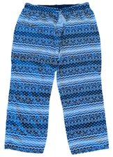 Lands' End Sleep Pants, Blue Print, Draw Cord Waist, 100% Cotton, Large (14-16)
