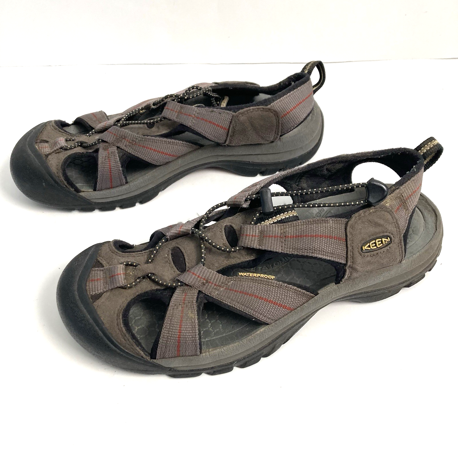 Sandali Keen Newport grigio rosso impermeabili punta chiusa escursionismo uomo taglia 10 US