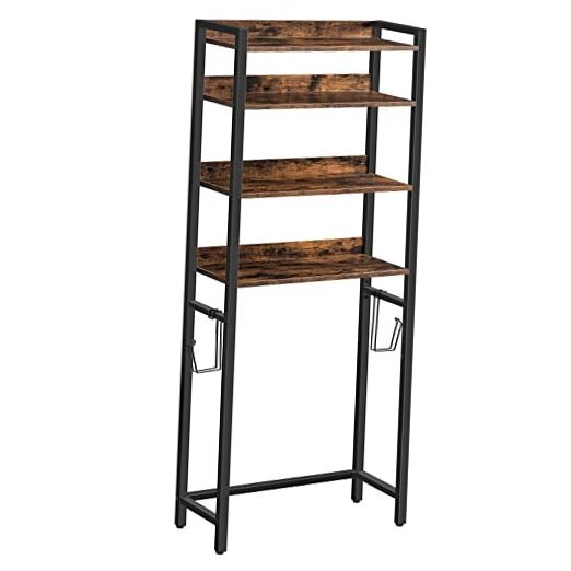 4-Tier Rustic Brown Over-The-Toilet Bathroom Storage Organizer  