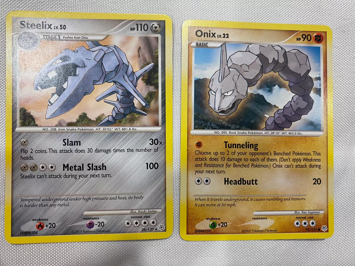 Steelix - 38/130 + Onix 92/130 Diamond & Pearl Rare Pokemon