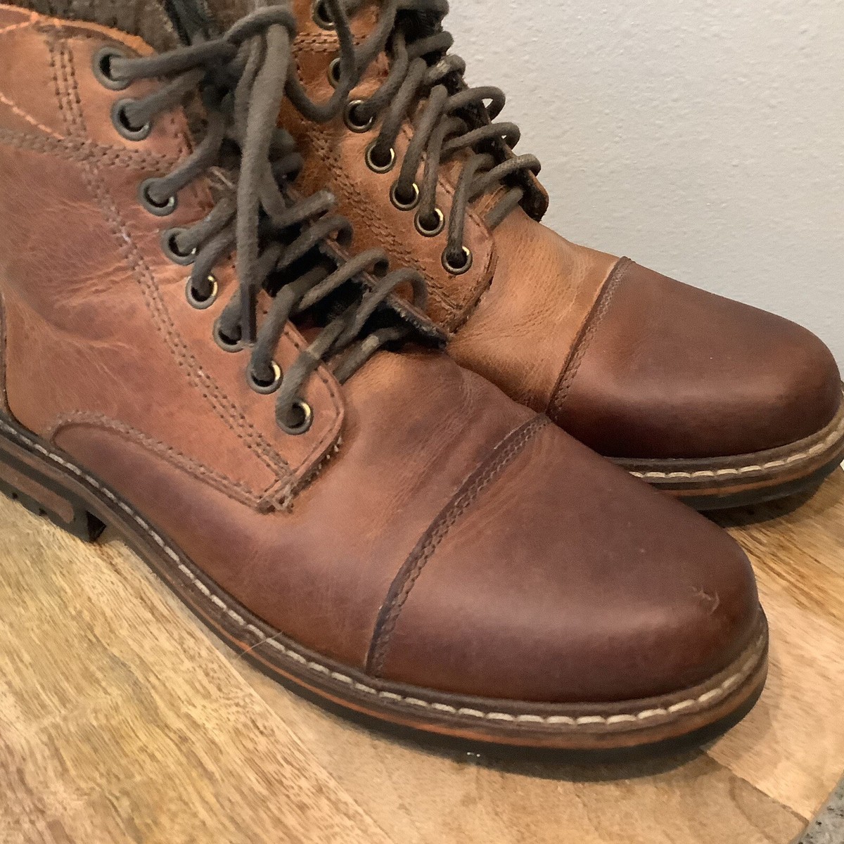 Crevo Camden 225 Cap Toe Chestnut Leather Boot Brown Side Zip