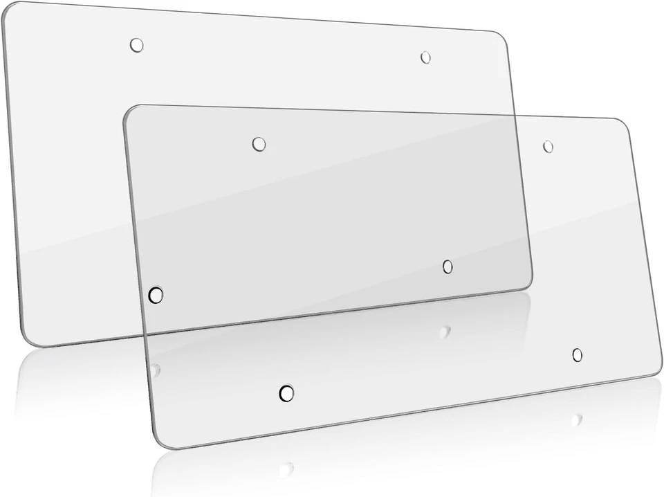 2x Protector de etiqueta de plástico transparente plano para cubierta de matrícula hecho en EE. UU.