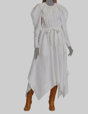 $695 Ulla Johnson Women's White Linen Fiona Gigot Sleeve A-Line Dress Size 2