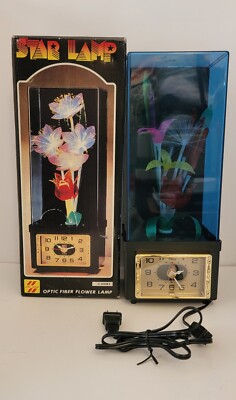 Vintage Flower Fiber Optic Lamp with Clock by Star Lamp Model No#JS-999CM-D 