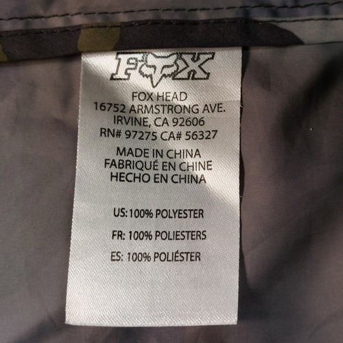 Fox Racing Moth Camo Windbreaker Jacket Men's Medium Green Grey Motocross - Picture 20 of 20