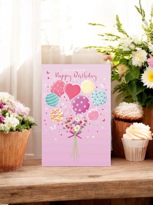 Words 'n' Wishes Geburtstagskarte Für Nichte – Mit Blumen Und Luftballons, Folien-Details