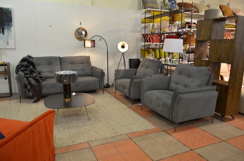 Italian Sofas Bolzano 3 Seater Couch + 2 Arm Chairs All Power Recliners Grey New - Picture 3 of 22