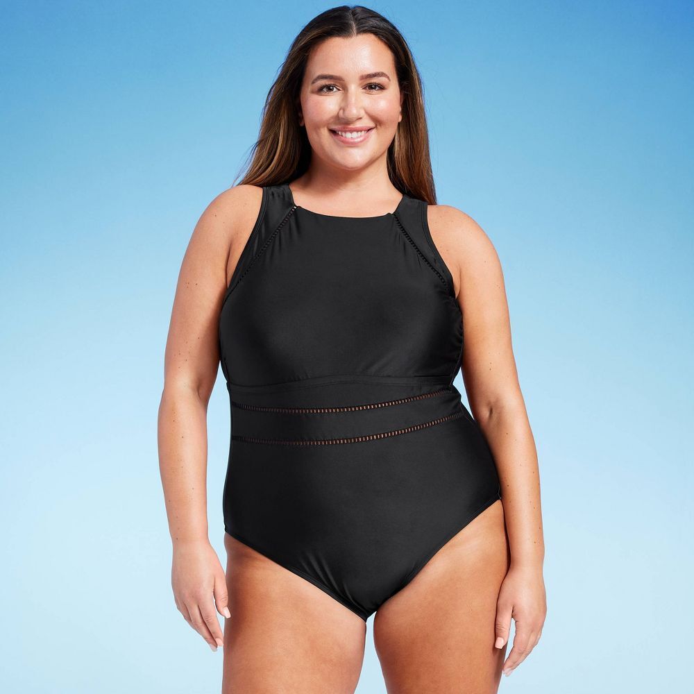 Женский купальник Shade & Shore Womens Plus, черный, 24 размера, цельный купальник среднего размера