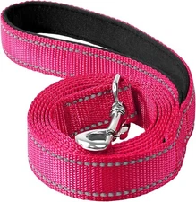 Dog Leash 6 ft Reflective Stitching Padded Handle for Small Medium Dogs Hot Pink
