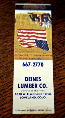Vintage Matchbook: Deines Lumber Co, Loveland, CO