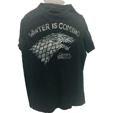 Game of Thrones WINTER IS COMING T Shirt Black Mens Graphic Tee Size MEDIUM