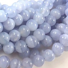 Natural Blue Lace Agate Loose Smooth Round Bead 4mm 6mm 8mm 10mm 12mm 15" Strand