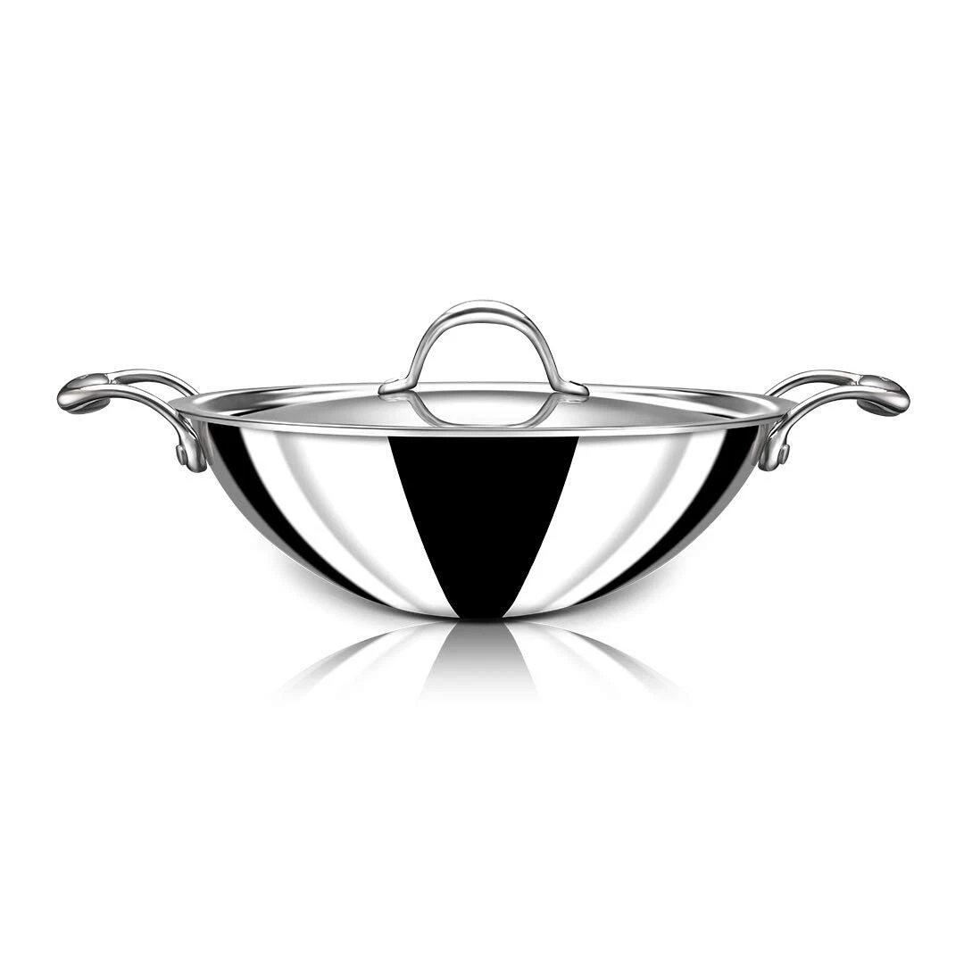 Stahl Triply Stainless Steel Kadai with Lid I Stainless Steel Cookware 20 cm