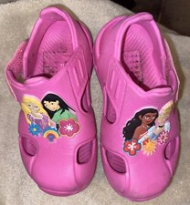 Disney Princess Girls Clogs Water Shoes Sz 5/6 Pink Adjustable Moana Mulan EUC