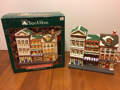 Trim A Home McGUIRE S MARKET / CLOONEY S CLOCK SHOP Porcelain Lighted House Box