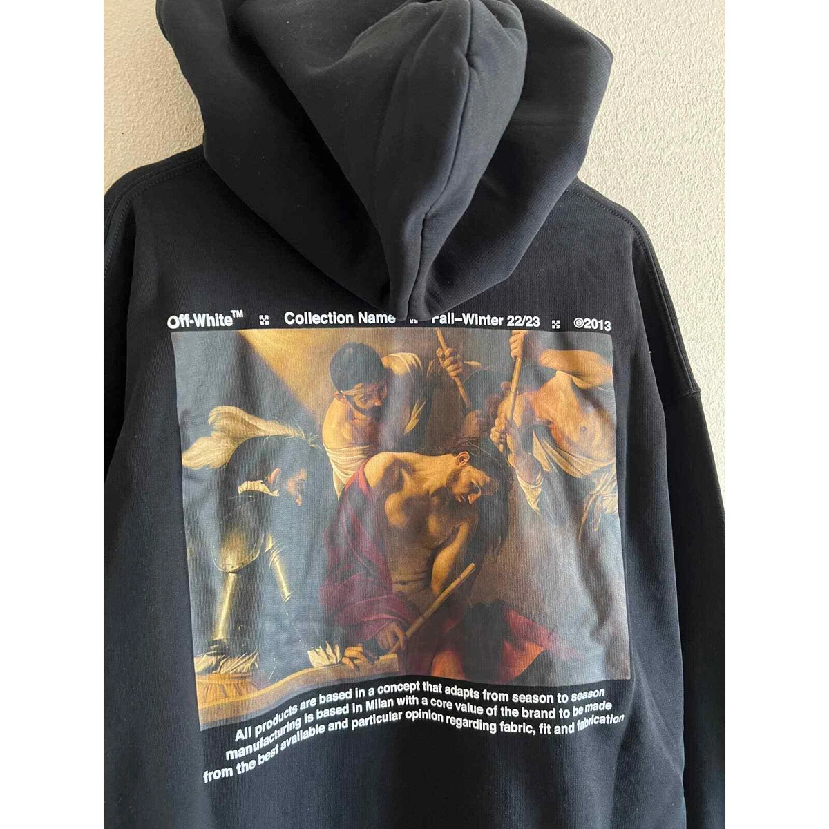 Off White Caravaggio Crowning Over Hoodie Size Large Black Brand New