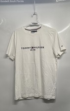 Tommy Hilfiger Mens White Cotton Short Sleeve Crew Neck Slim Fit T-Shirt Size XL